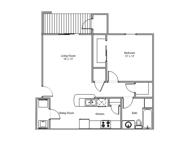Quail Creek 1 Bedroom Floor Plan